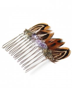 sahasrara hair comb pyrite amethyst feather