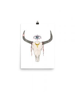 Fortune Cow Skull Print