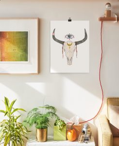 Fortune Cow Skull Print