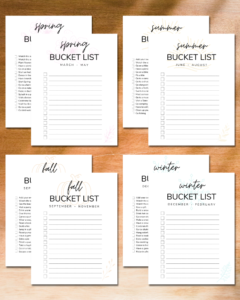 Yearly Seasonal Bucket List Template - The Wanderful Soul