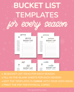 Yearly Seasonal Bucket List Template - The Wanderful Soul
